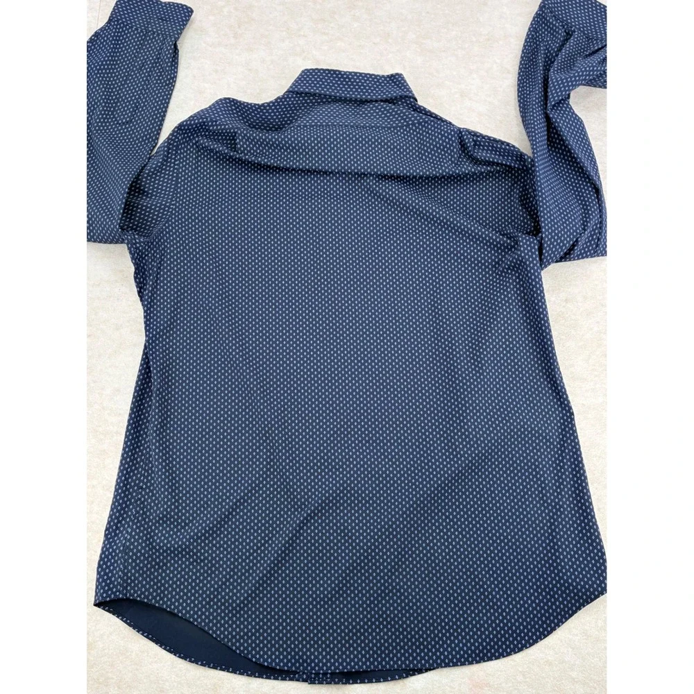 Polo Ralph Lauren Mens Classic Fit Performance Shirt Navy Diamond Print Large